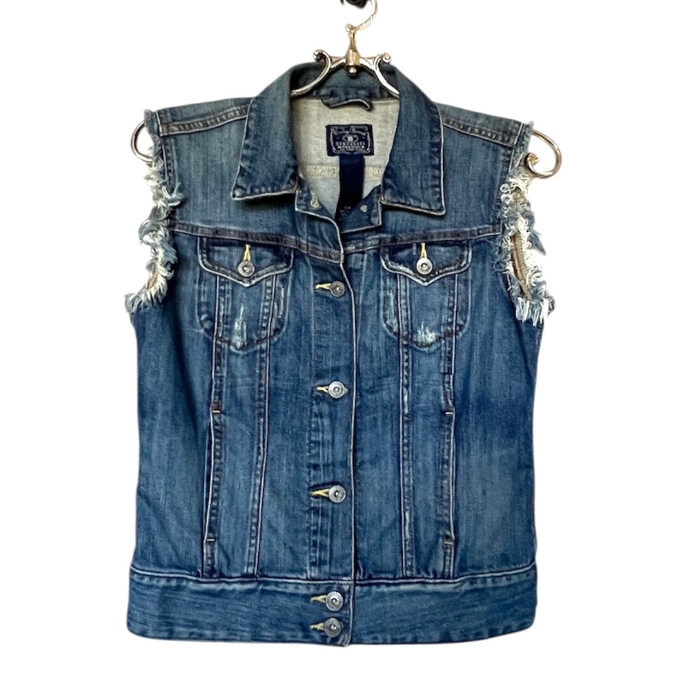 Lucky Brand Distressed Denim Vest Size S/P